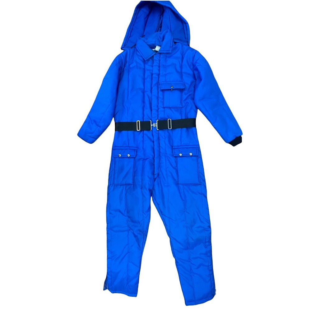 Vtg Snowmobile Snow Ski Winter Warm Hooded Suit Youth Large Blue Montgomery Ward